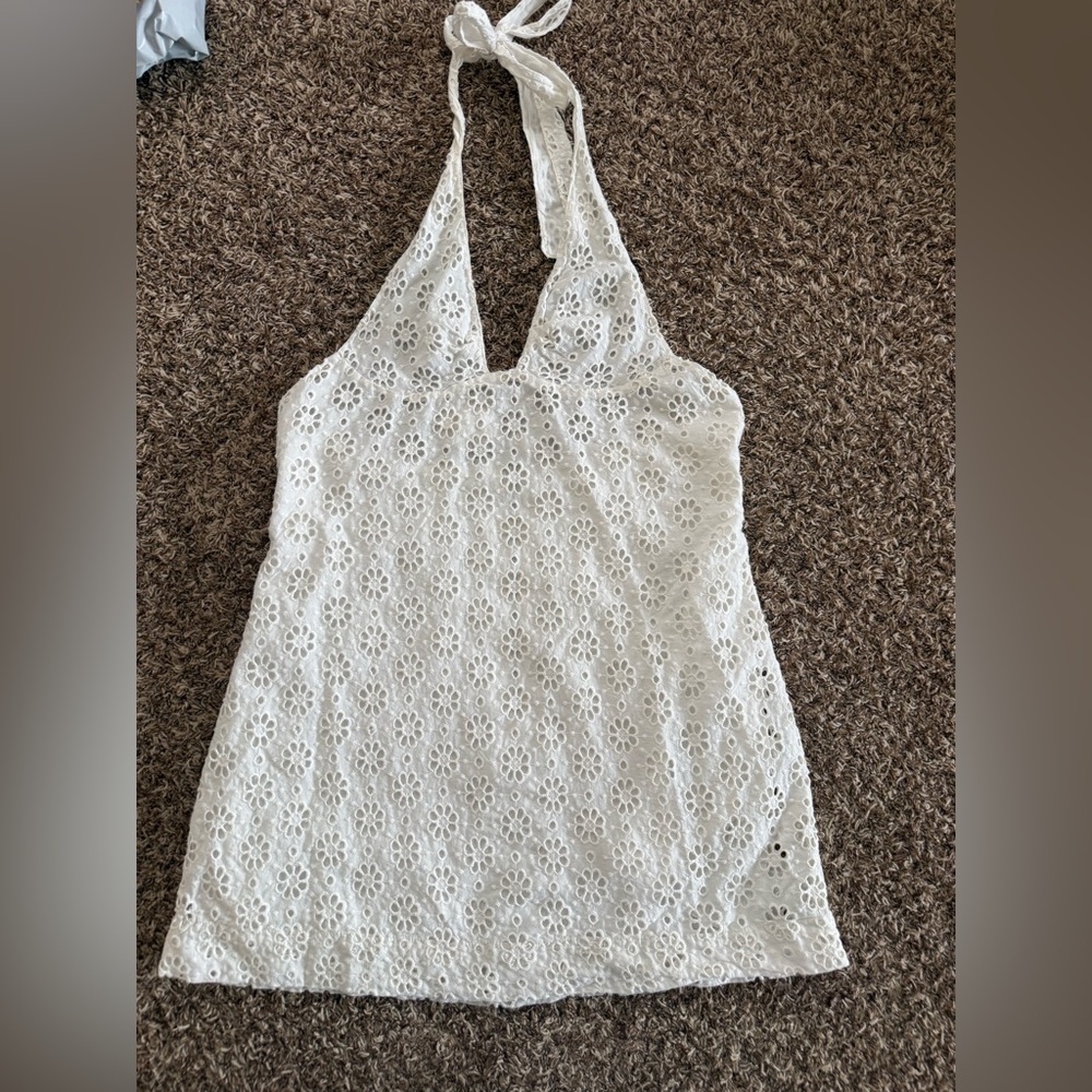 Free People Trevi Eyelet Dress Ivory Size XL Womens NWT Summer Beach Boho Halter